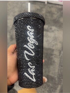 Personalized Black Crystal Tumbler